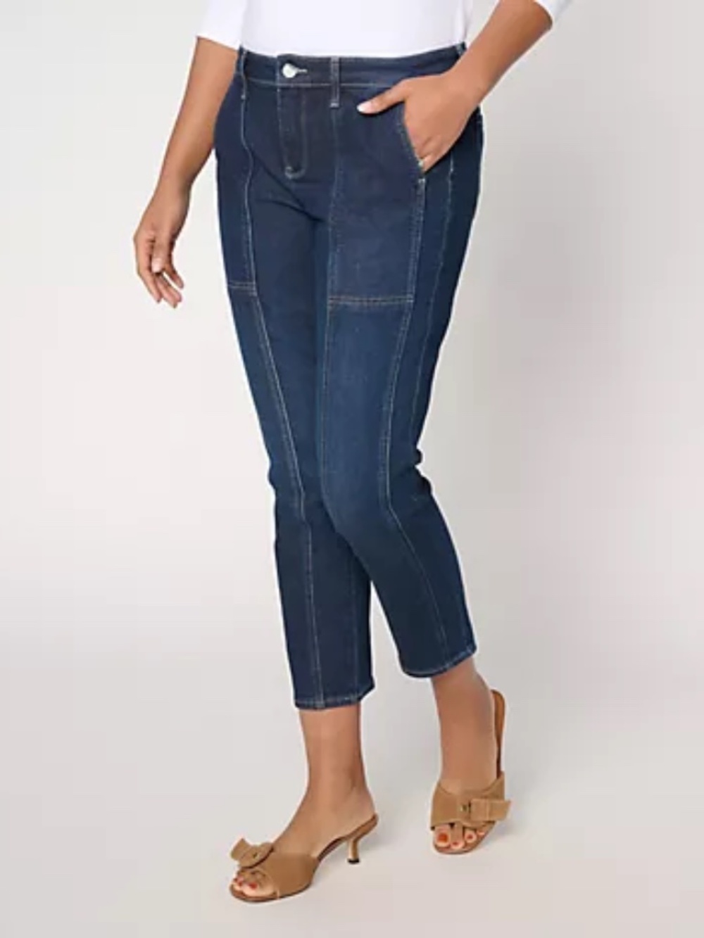 NYDJ Regular Margo Girlfriend Ankle Jeans - Print/Solid, Sz 12 a70891